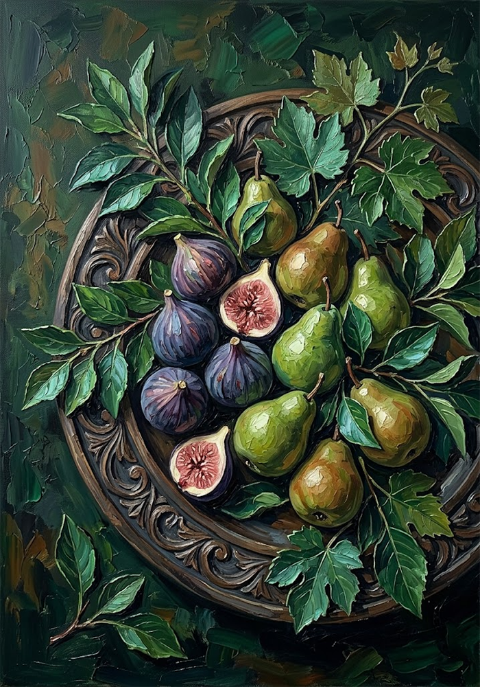 Botanical Feast Vintage Dining Room Wall Art Emerald Editorial Art Print