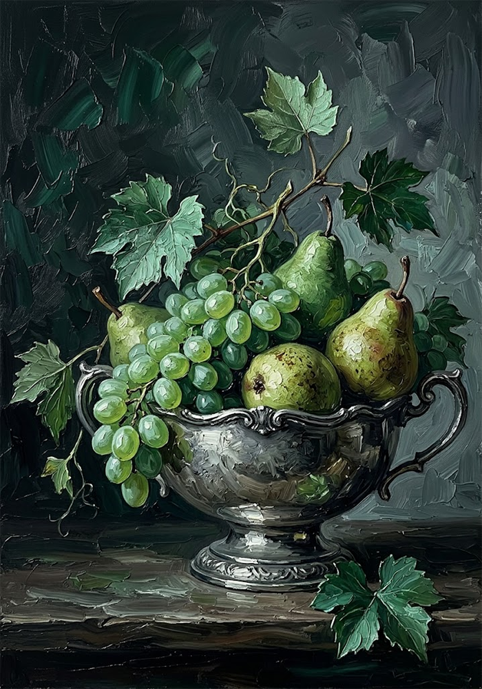 Antique Orchard Vintage Dining Room Wall Art Emerald Editorial Art Print