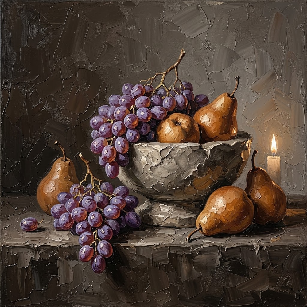 Amethyst Orchard Wall Art Above Dining Table Sepia & Violet Art Print