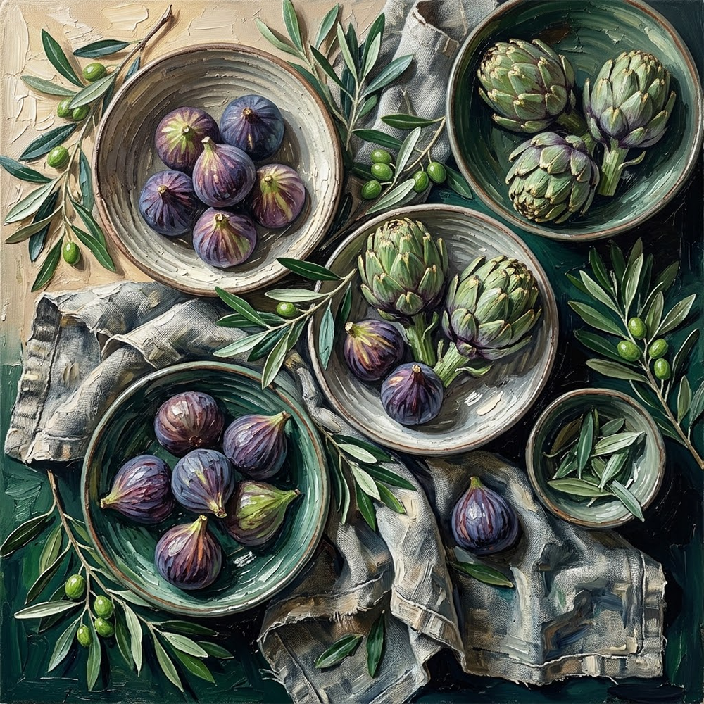 Emerald Harvest tuscan dining room wall decor Emerald Editorial Art Print