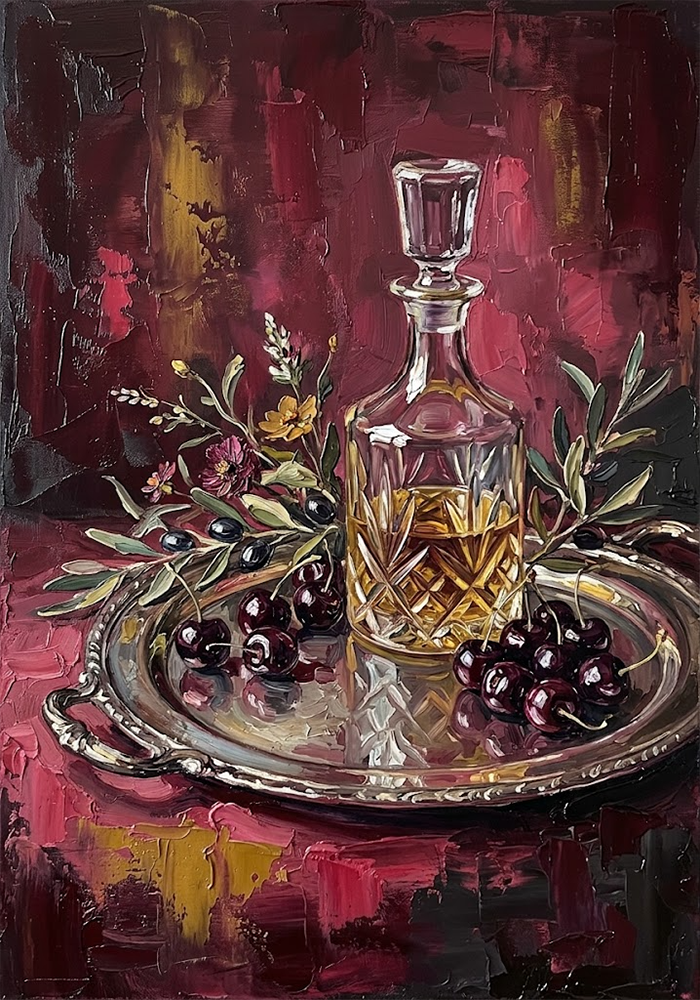 Garnet Manor French Country Dining Room Wall Decor Merlot & Antique Gold Art Print