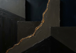 Espresso Gallery abstract art for dining room featuring dark geometric forms with an antique gold accent and refined contemporary tones for elegant interiors