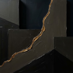 Espresso Gallery abstract art for dining room featuring dark geometric forms with an antique gold accent and refined contemporary tones for elegant interiors