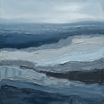 Dusty Blue Gallery abstract dining room wall art featuring layered coastal horizons and stone-inspired blue textures for elegant contemporary interiors