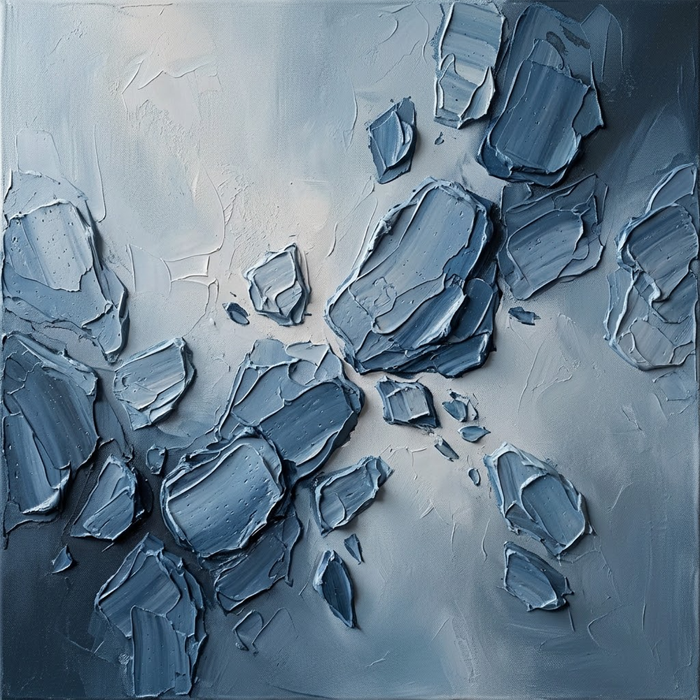 Blue Fragment Abstract Dining Room Wall Art Dusty Blue Gallery Art Print