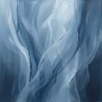 Dusty Blue Gallery abstract dining room wall art featuring layered translucent blue veils and soft mineral tones for serene contemporary interiors