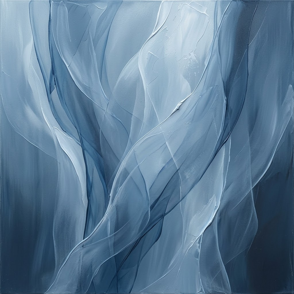 Arctic Veil Abstract Dining Room Wall Art Dusty Blue Gallery Art Print