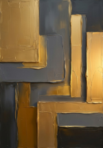 Antique Gold Luxe minimalist dining room wall art featuring layered golden planes and charcoal geometric forms for elegant contemporary interiors