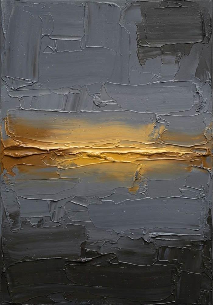 Gilded Horizon Minimalist Dining Room Wall Art Antique Gold Luxe Art Print