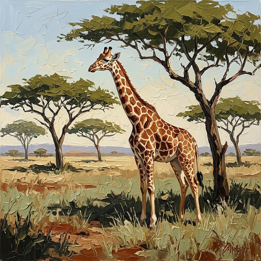 Desert Stride African Wildlife Wall Art Olive Contrast Art Print