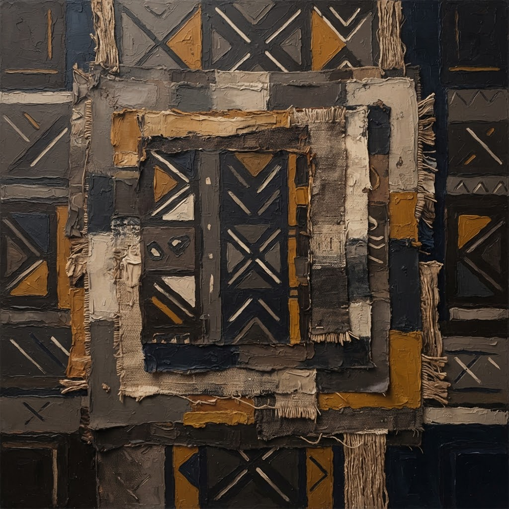 Earthened Threads african mud cloth wall hanging Espresso Gallery Art Print