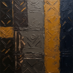 Espresso Gallery african mud cloth wall hanging featuring organic textile symbols with earthy brown, ochre, and navy tones