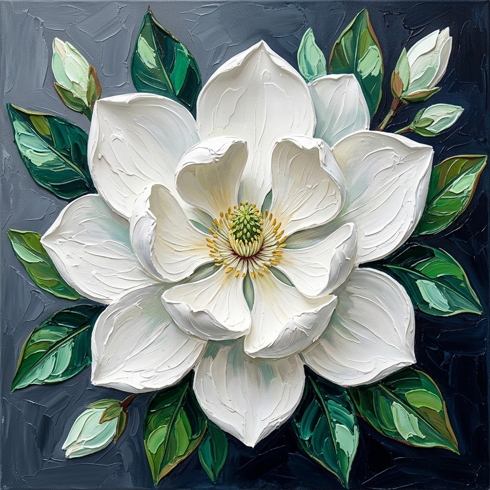 Emerald Blossom White Magnolia Wall Art Mint Gallery Art Print