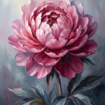 Dusty Rose Editorial peony flower artwork featuring a majestic berry-toned peony bloom