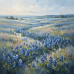 Dusty Blue Gallery bluebonnet wall art featuring sweeping prairie blooms beneath an expansive sky