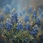 Dusty Blue Gallery bluebonnet wall art featuring layered prairie blossoms and graceful botanical textures