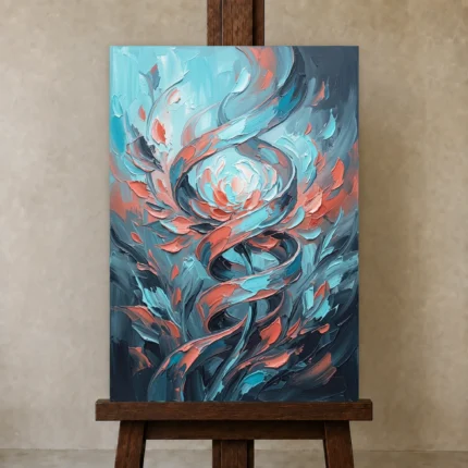 Premium Wall Art Dikey Html Edition – FKOWERWALL0826168 displayed on a studio easel