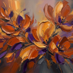 Copper and plum abstract floral wall art featuring sweeping botanical abstractions for stylish interiors