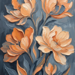 Apricot neutral floral wall art featuring elegant abstract botanical forms for sophisticated interiors