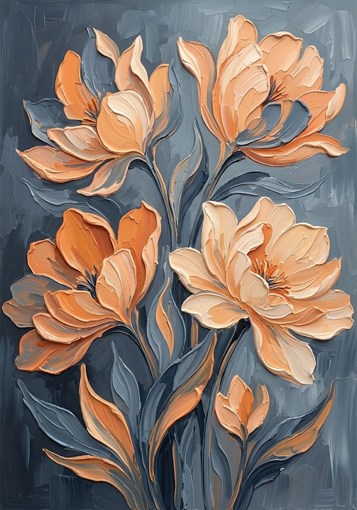 Apricot Whisper Neutral Floral Wall Art Apricot Modern Art Print