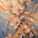 Apricot neutral floral wall art featuring cascading botanical blossoms for elegant interiors