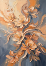 Apricot neutral floral wall art featuring cascading botanical blossoms for elegant interiors