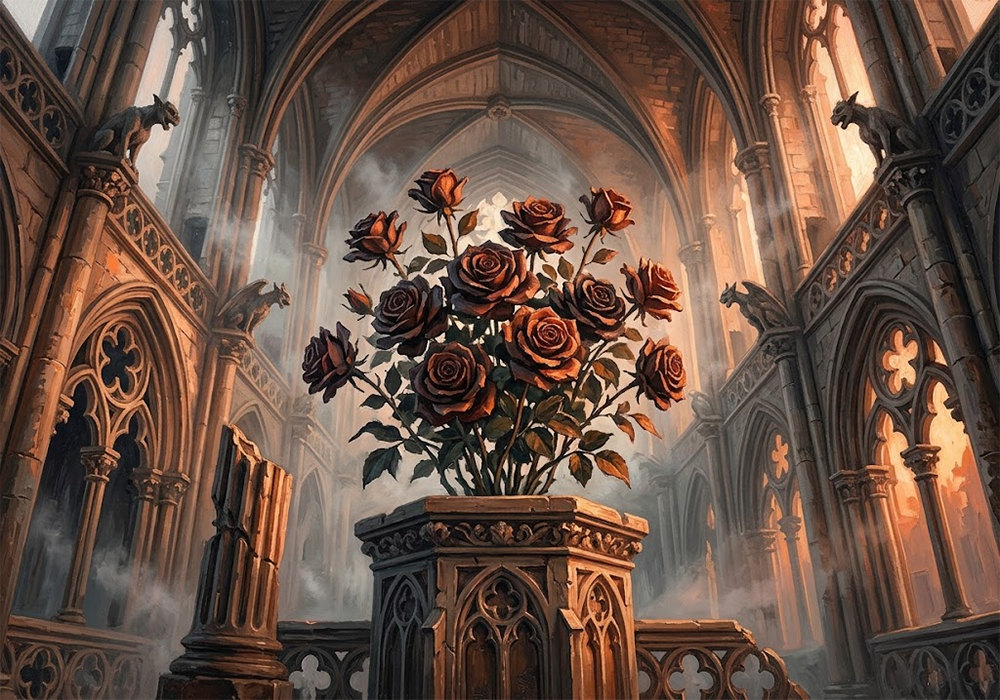Ember Roses Goth Gallery Wall Terracotta Editorial Art Print