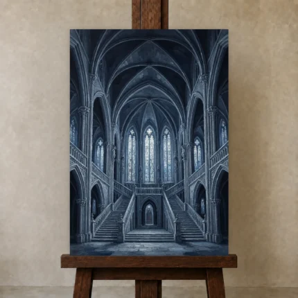 Premium Wall Art Dikey Html Edition – GOTHIC0826050 displayed on a studio easel