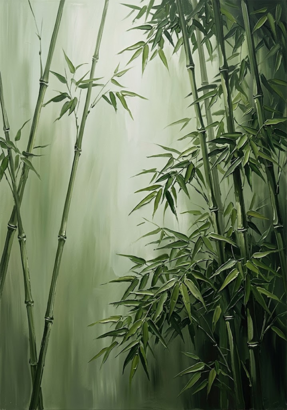 Bamboo Whisper Japandi Wall Art Moss & Sage Art Print