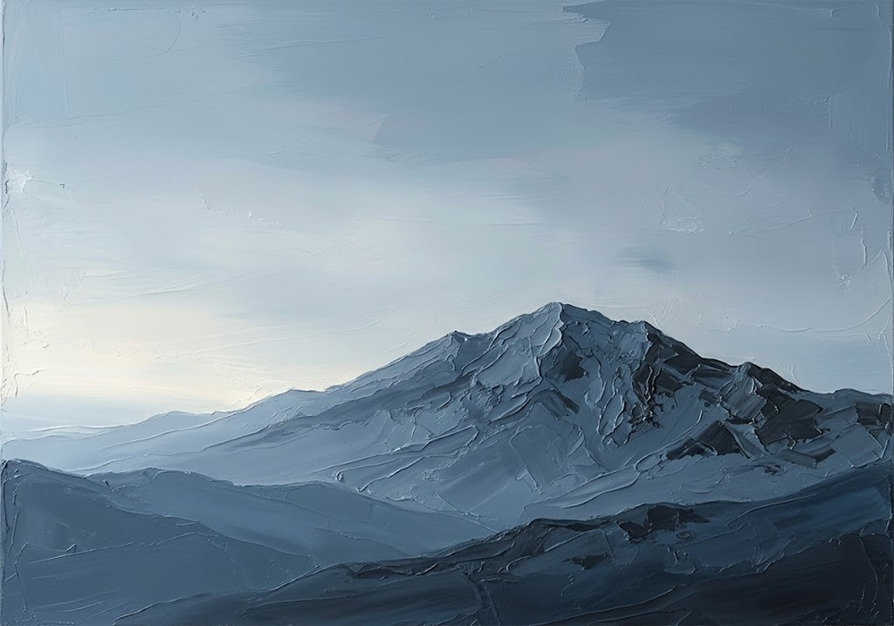 Cobalt Summit Minimalist Mountain Wall Art Dusty Blue Gallery Art Print