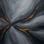 Charcoal and gold minimalist abstract line art print featuring flowing continuous lines with refined rhythmic composition for elegant interiors