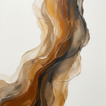 Honey Bronze minimalist neutral abstract art print featuring flowing organic forms with warm honey, bronze, and charcoal tones for elegant interiors