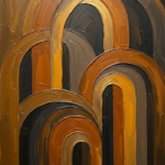 Honey Bronze minimalist neutral abstract art print featuring layered abstract bronze arches with warm honey tones for sophisticated interiors