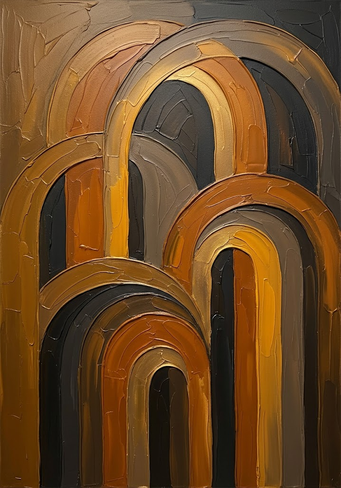 Bronze Rhythm Minimalist Neutral Abstract Art Honey Bronze Art Print