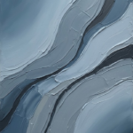 Minimalist neutral art with flowing dusty blue sedimentary bands and charcoal accents