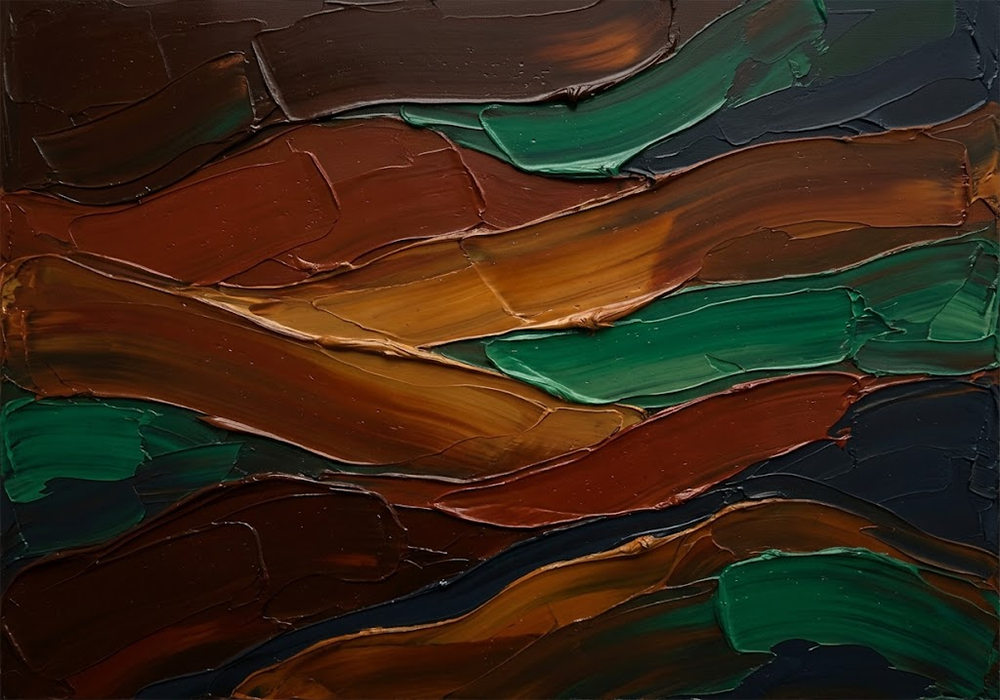 Amber Interval Simplistic Wall Art Tobacco & Emerald Art Print