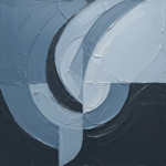 Dusty blue minimalist abstract wall art featuring sculptural organic abstract forms