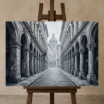 Premium Wall Art Yatay Html Edition – MONOCHROME0826002 displayed on a studio easel