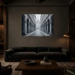Premium Wall Art Yatay Html Edition – MONOCHROME0826002 shown in a warm modern interior