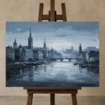 Premium Wall Art Yatay Html Edition – MONOCHROME0826010 displayed on a studio easel