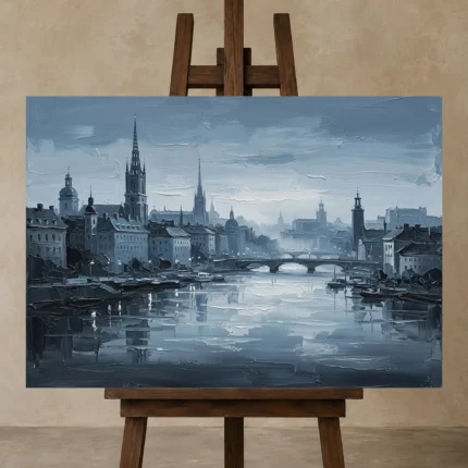Premium Wall Art Yatay Html Edition – MONOCHROME0826010 displayed on a studio easel