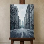 Premium Wall Art Dikey Html Edition – MONOCHROME0826014 displayed on a studio easel