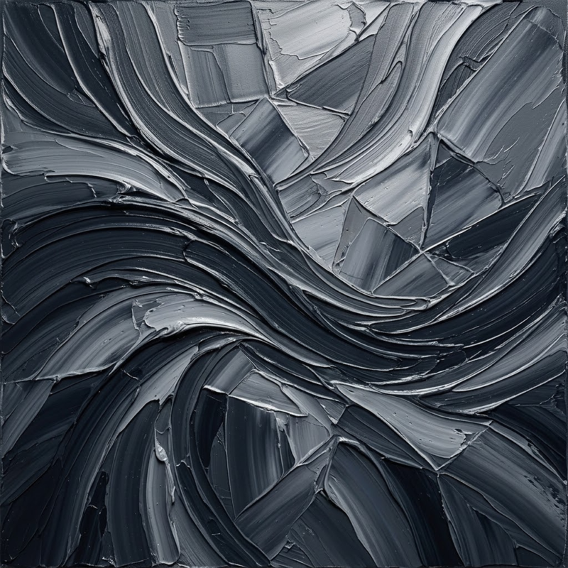 Granite Current Black and White Abstract Art Graphite Museum Art Print