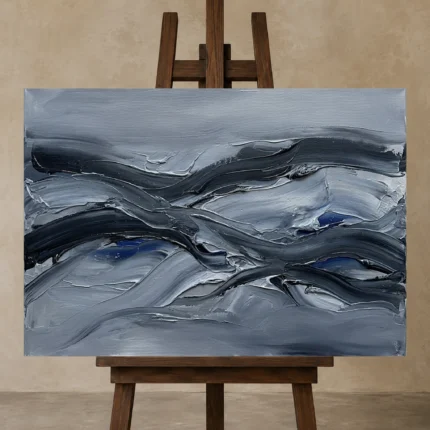 Premium Wall Art Yatay Html Edition – MONOCHROME0826019 displayed on a studio easel