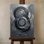Premium Wall Art Dikey Html Edition – MONOCHROME0826022 displayed on a studio easel