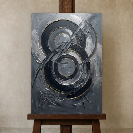 Premium Wall Art Dikey Html Edition – MONOCHROME0826022 displayed on a studio easel