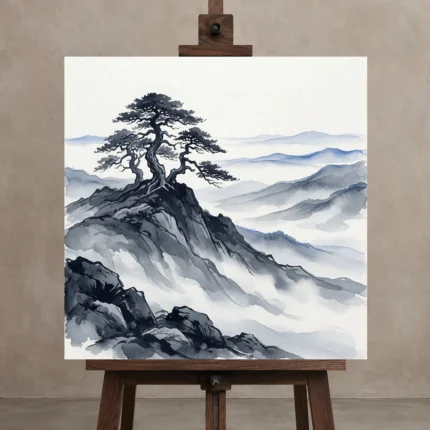 Premium Wall Art Kare Html Edition – MONOCHROME0826036 displayed on a studio easel