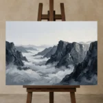 Premium Wall Art Yatay Html Edition – MONOCHROME0826046 displayed on a studio easel