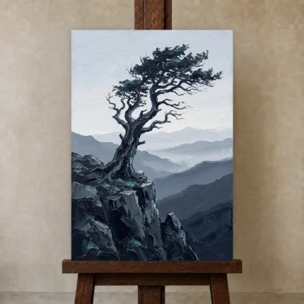 Premium Wall Art Dikey Html Edition – MONOCHROME0826060 displayed on a studio easel