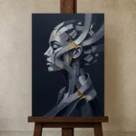 Premium Wall Art Dikey Html Edition – MONOCHROME0826068 displayed on a studio easel